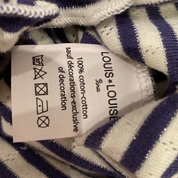 Louis Louise Paris soft cotton ruffle navy white striped romper - Picture 6 of 10